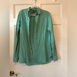 Ralph Lauren Rugby Green Striped Button-Up Shirt